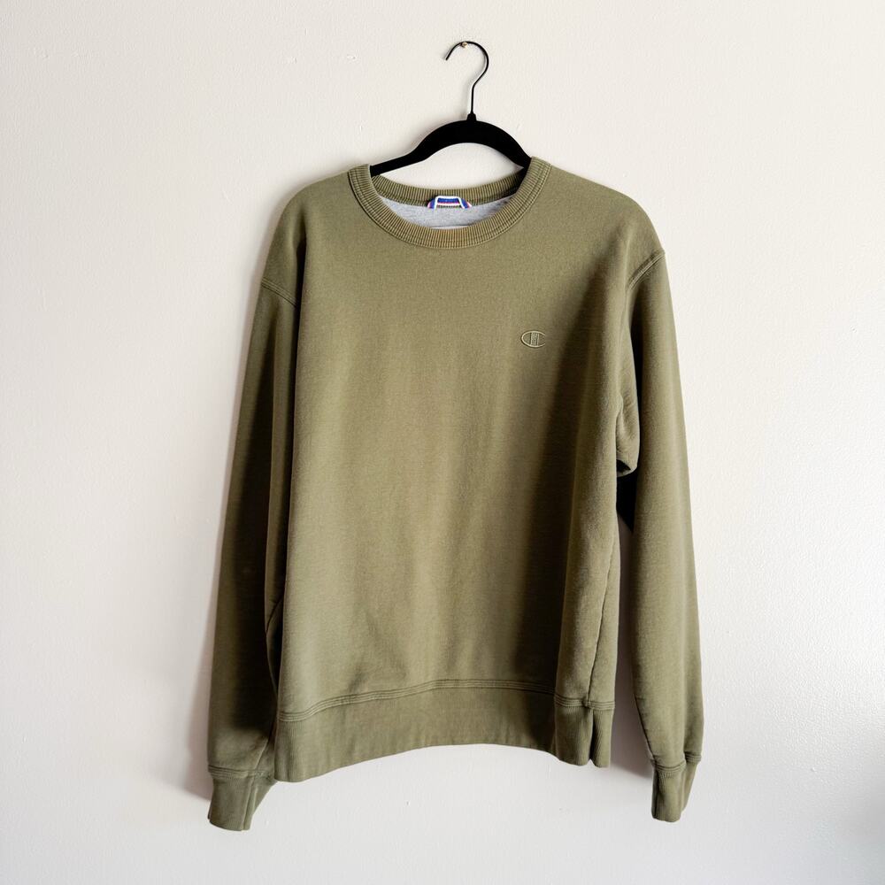 Champion Olive Green Power Blend Pullover Crewneck Sweatshirt - Medium